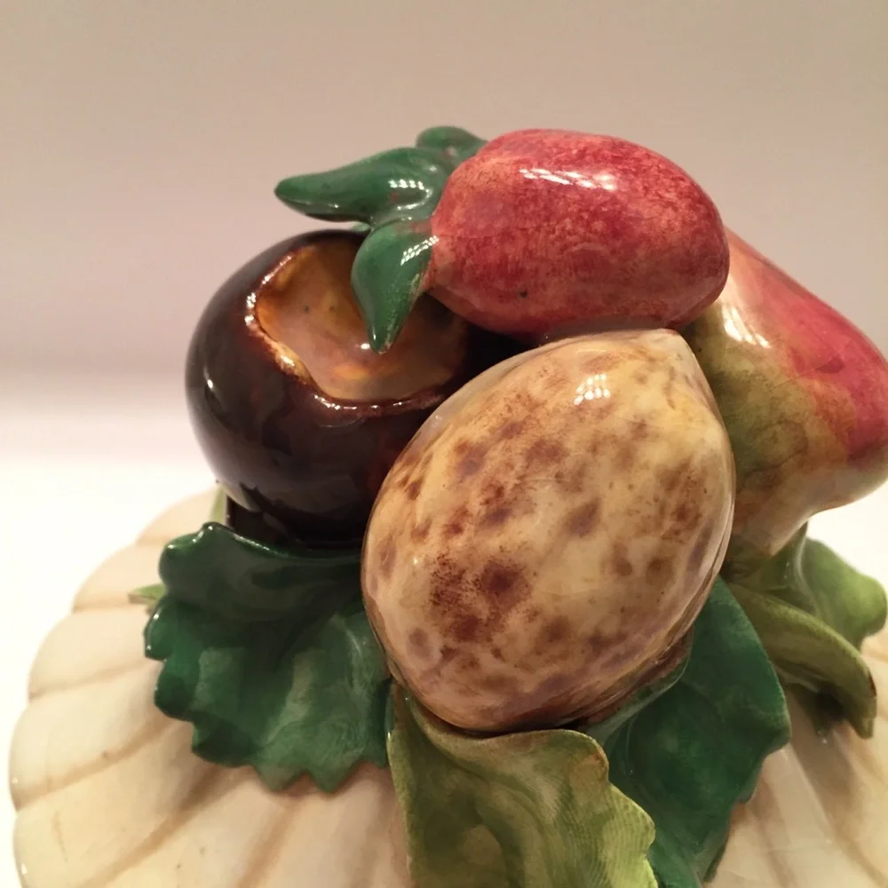 Vintage Handpainted Fruit Basket Small Made In Italy